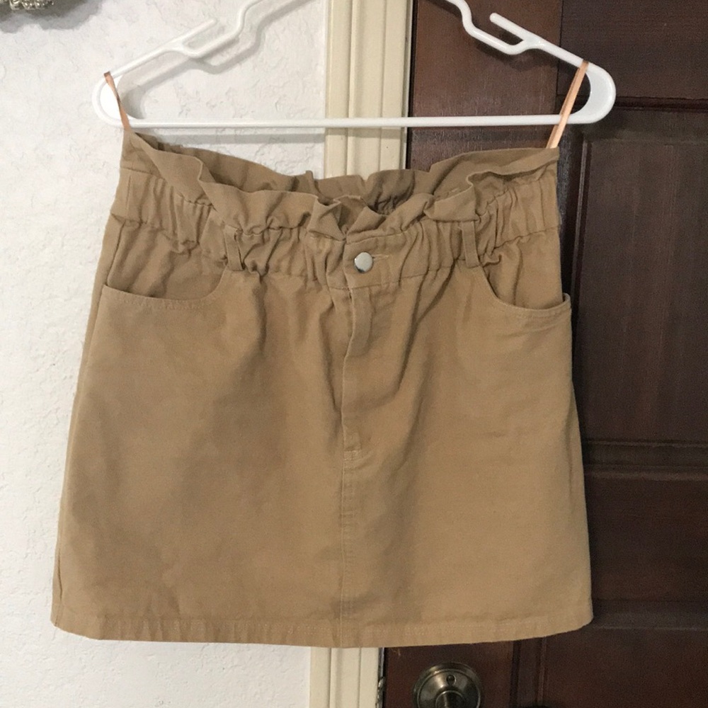 Khaki Paper Bag Waist skirt Wild Honey